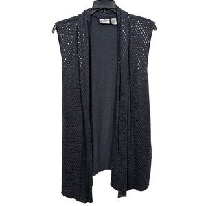 Chicos Sequin Sweater Vest Size 3 US XL Gray Sleeveless Lightweight Cozy